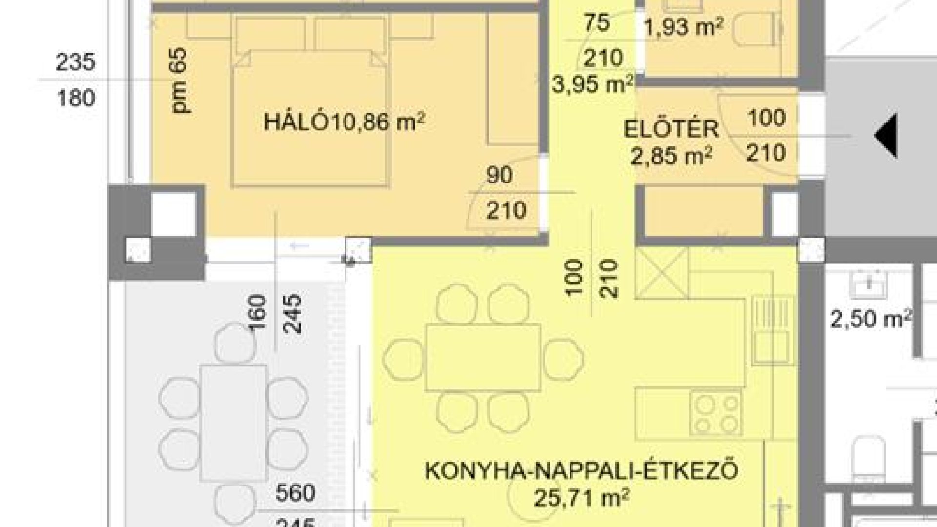A épület Fsz. 1/2-es lakás