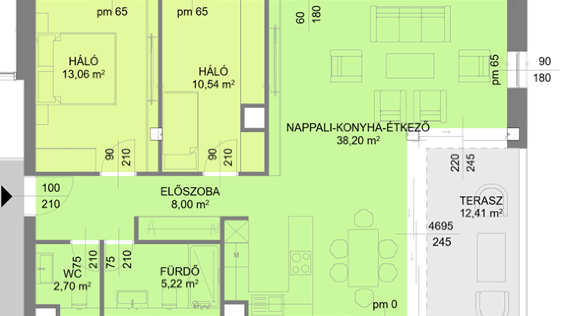 A épület Fsz. 2/1-es lakás